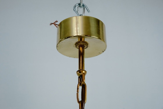 Image 1 of Coppia di lampadari in ottone e vetro di Gaetano Sciolari, Italia, anni '70