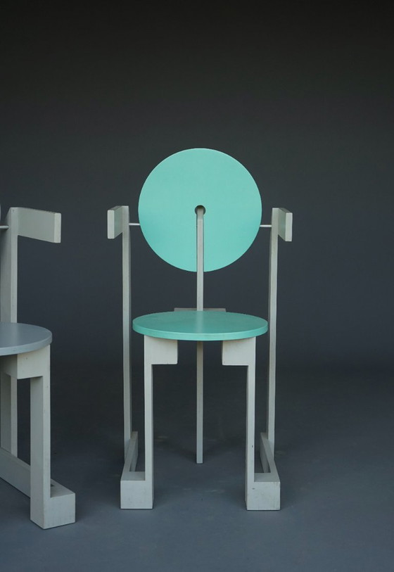 Image 1 of Rare pair of 'Plakhout' Side Chairs by Henk Lampe. 1979