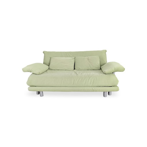 Ligne Roset Multy slaapbank in suèdegroen met armleuningen – 2 zitsbanken, Textile