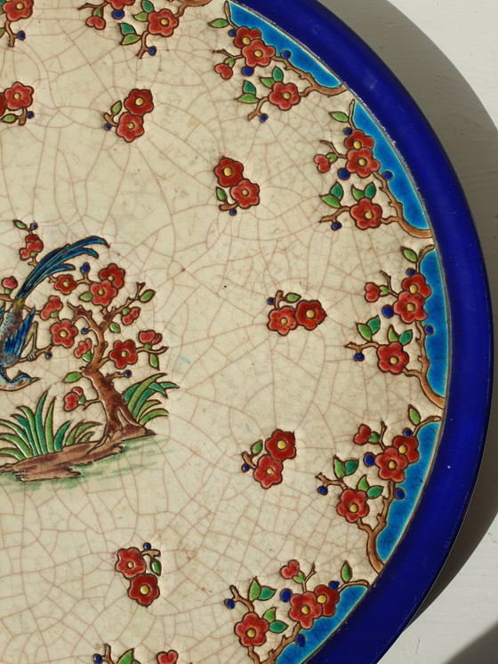 Grande Assiette / Assiette Murale Émaux De Longwy – 37 Cm – Milieu 20ème Siècle – Objets déco, Ceramic (photo 4 of 9)