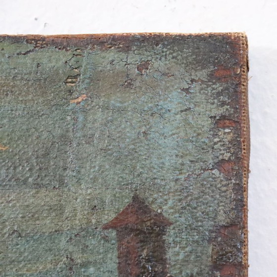 Image 1 of Paysage côtier, peinture à l'huile ancienne sur toile, Italie, XVIIIe siècle