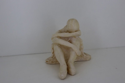 Sculpture vintage de style Art déco – Ballerine au repos (plâtre épais, 1,6 kg) – beeldhouwkunst, Other (photo 2 of 5)