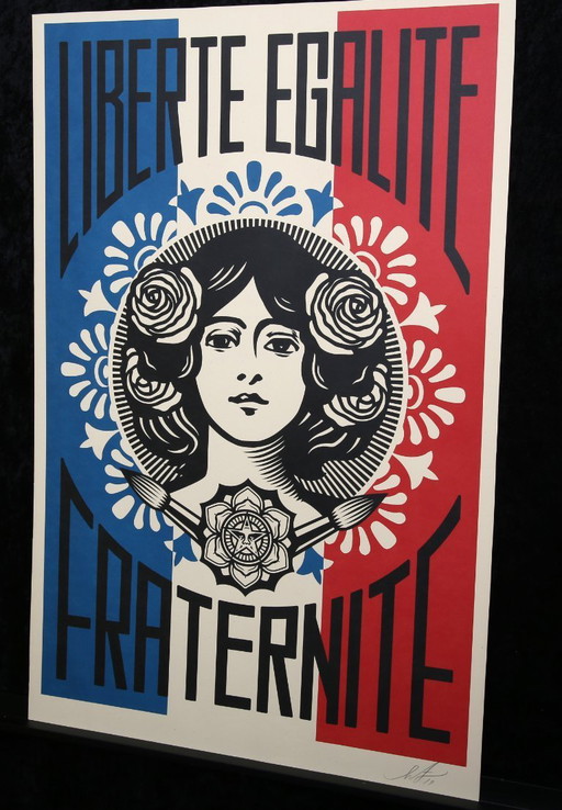 Fairey, Shepard - Liberte Egalite Fraternite - Kleurenlitho - met de hand gesigneerd