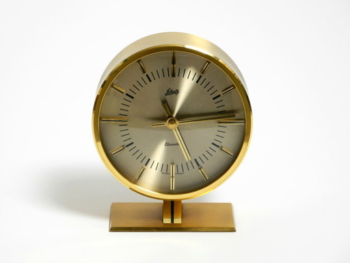 Rare original round 1960s brass table clock by Schatz Germany