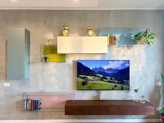 LAGO 36e8 Wall Unit in Glass and Wood – Shelving unit, Crystal (photo 2 of 10)
