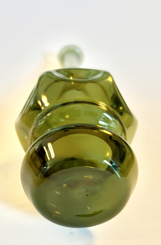 Elegante Mid-Century Glaskunst Knotsvaas – Mondgeblazen met Origineel Etiket (Lauscha ca. 1960/1970) – Vazen (photo 6 of 6)
