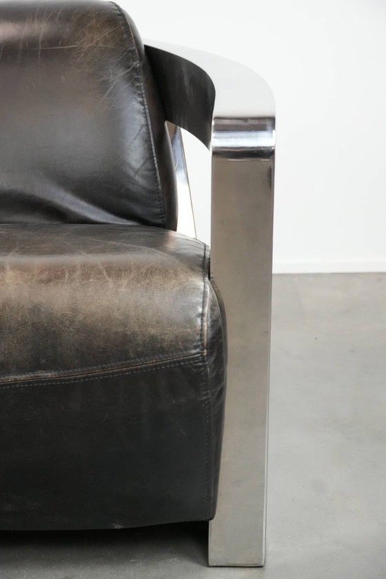 Image 1 of 2 poltrone di design Cowhide Aviator con struttura in alluminio
