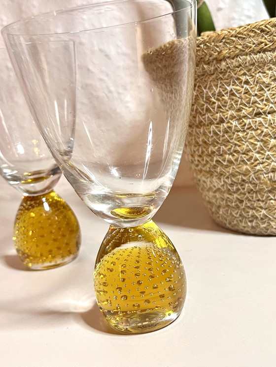 Image 1 of Vintage Italy Murano Wein Gläser 60er mit Blasendekor