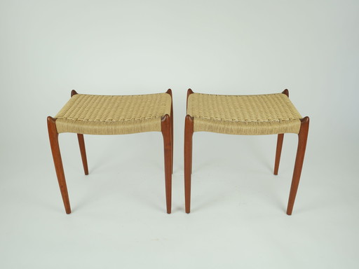 Niels O. Moller Ottoman for J.L. Moller Model 78A Teak Papercord