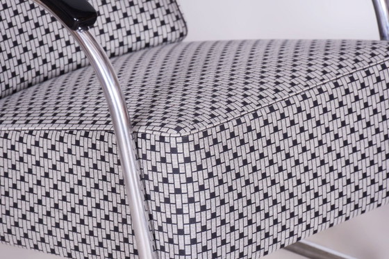 Paar gerestaureerde Bauhaus-fauteuils, van Mücke-Melder, chroom, Tsjechisch, jaren dertig – Metal, Textile (photo 12 of 26)