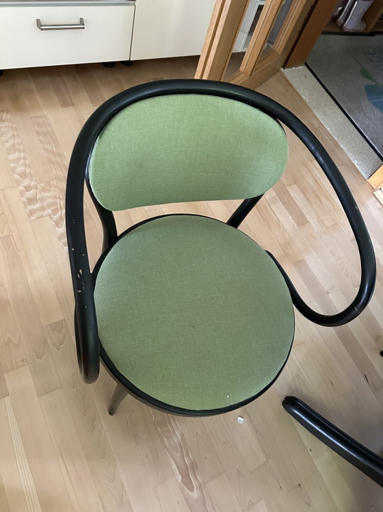 Thonet Design eethoek: 4x gebogen houten stoel 209 P & uitschuifbare tafel S 1047 Zwart/Groen – Eetkamerset (photo 4 of 6)