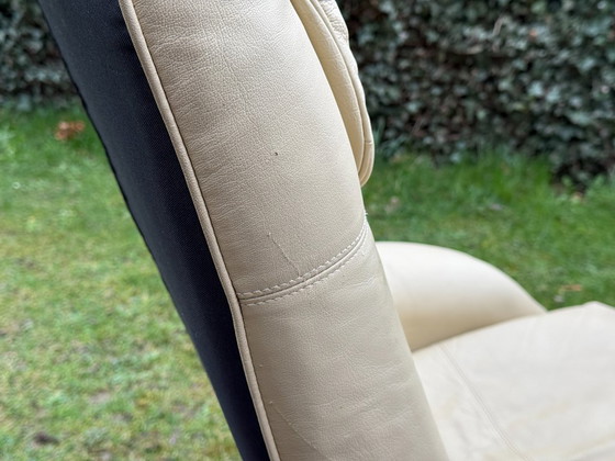 Image 1 of Vintage Ikea Malung armchair & footstool, 1999, cream white, 90s design