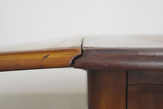 Antique French Pembroke Drop Leaf Table, Walnut Veneer Extendable End Table With Drawers, French Provincial (photo 27 of 41)
