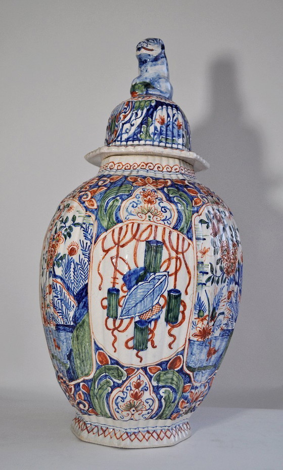 Image 1 of Covered polychrome Delftware pot - SANSON 18th century (ref 2861) - 19th century