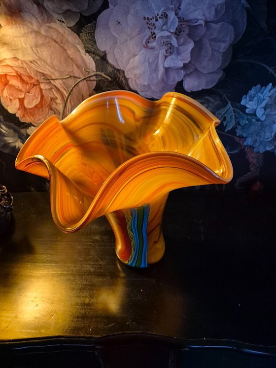 Image 1 of Murano stijl oranje grote glazen vaas 