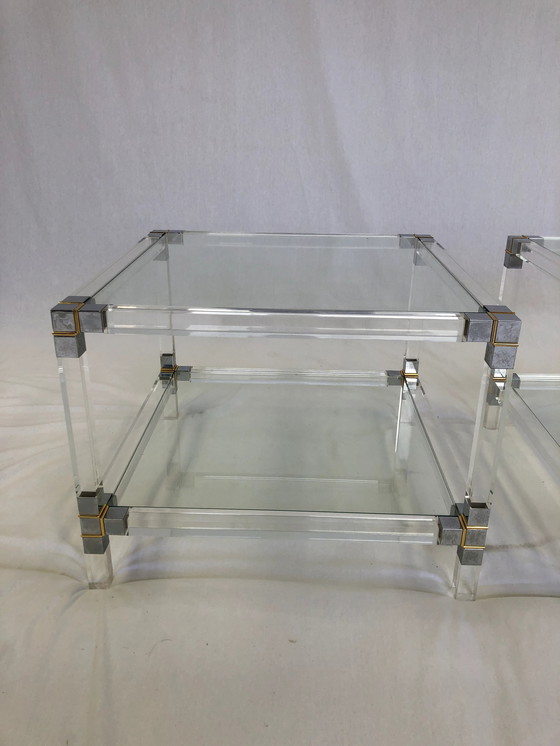 Image 1 of Table d'appoint en plexiglas et laiton 1980