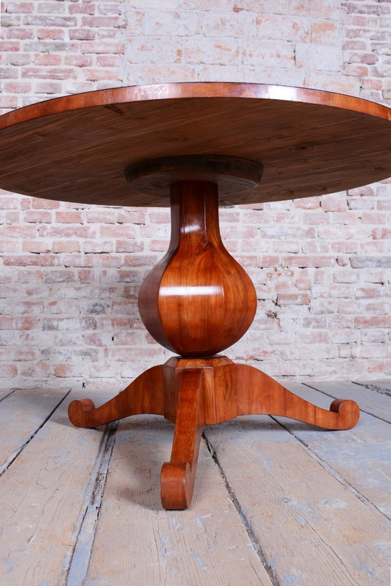Table de salle à manger Biedermeier restaurée, en bois de cerisier, d'origine polonaise et autrichienne, (photo 14 of 16)