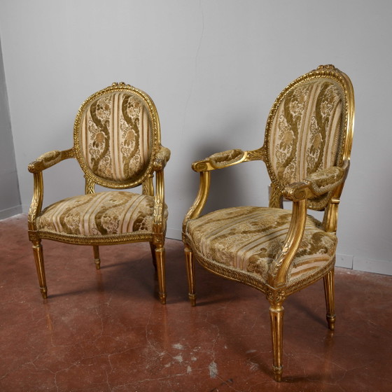 Coppia di Poltrone Dorate Stile Napoleone III – Legno (photo 3 of 13)