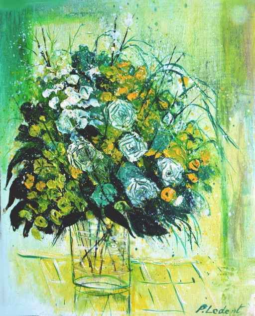 Stilleben mit weißen Rosen