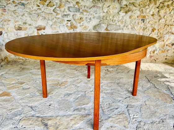 Image 1 of Mid-Century Extendable Teak Dining Table with Butterfly Leaf, By Van Pelt, 1960s