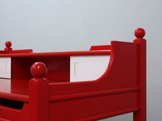 Image 1 of Scrivania vintage laccata rossa design rustico italiano anni '60