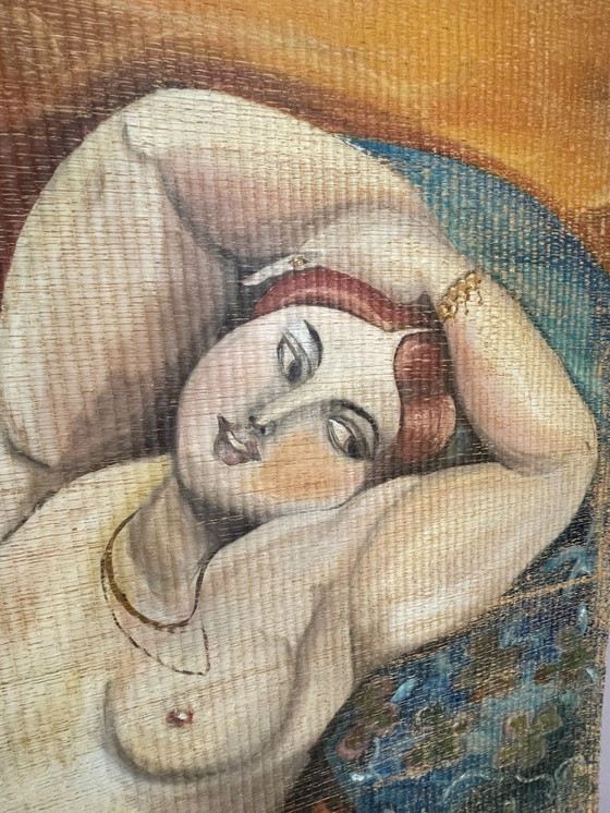 Image 1 of Art Deco Cubist style decoration painted on bamboo