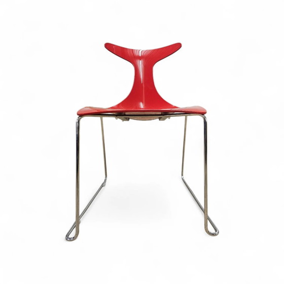 6 x Delfy chair by Gino Carollo for Ciacci Kreaty / Italy 1990s / 2 x red - 4 x black (photo 5 of 19)