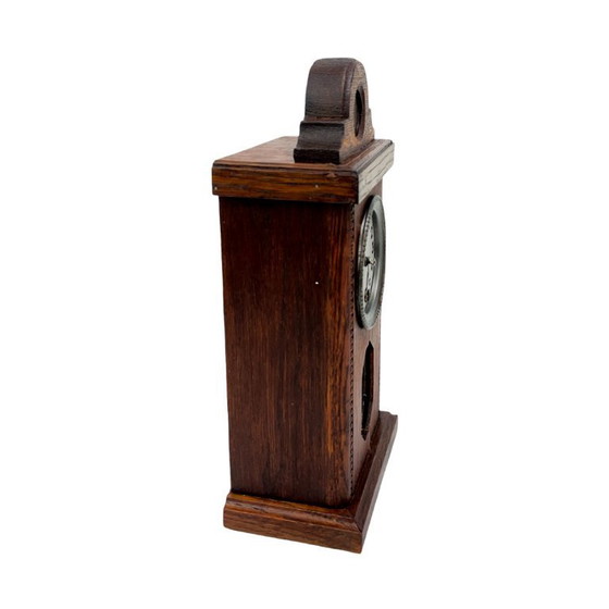 Image 1 of Miniatuur schoorsteenklok - Eikenhout, slingermechanisme, Duitsland, jaren 1920