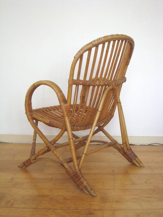 Image 1 of Midcentury vintaghe rattan armchair