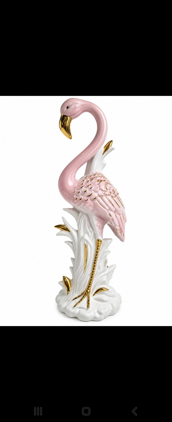 Flamant Rose XL en Porcelaine Italienne Vintage – Hollywood Regency – Sculptures, Ceramic (photo 5 of 8)