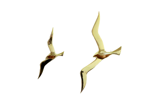Set of 2 brass seagulls