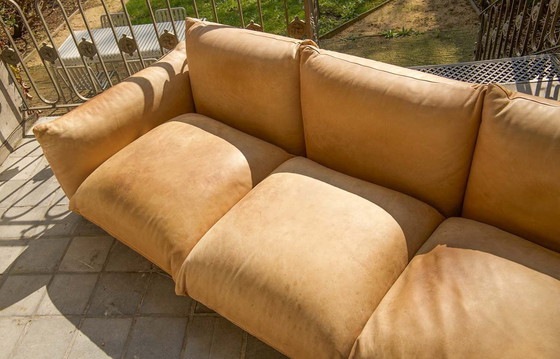 Image 1 of Magnificent natural leather three-seater sofa by Mario Marenco for Arflex