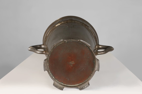 Image 1 of Art Nouveau Stamped Tin Wine or Champagne Cooler, Belgium, 1906