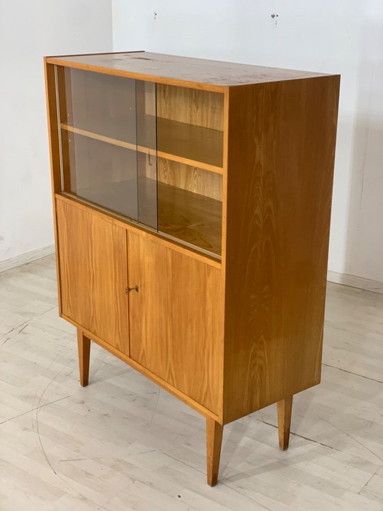Image 1 of Mid century highboard cabinet display case vintage