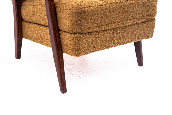 Image 1 of Yellow vintage armchair in bouclé fabric, Denmark, 1960s.