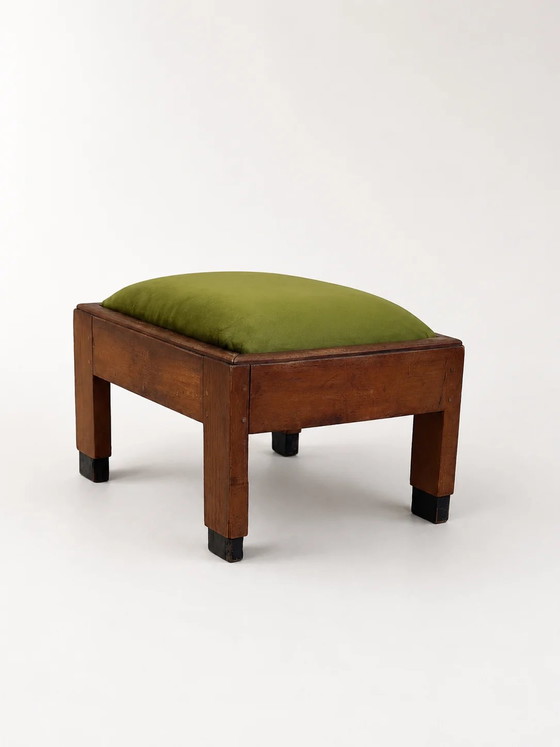 Taburete escolar de Ámsterdam, Países Bajos, década de 1920. – Reposapiés y pufs, Wood, Velvet (photo 4 of 5)