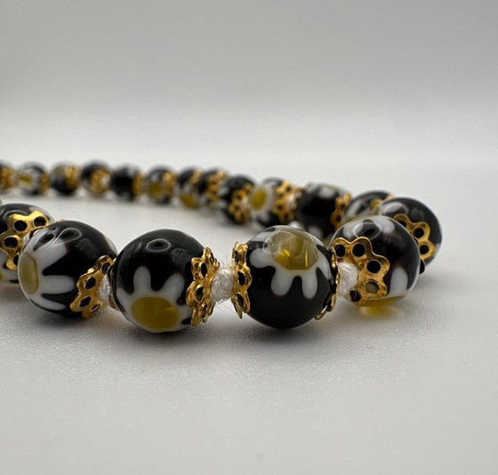 Image 1 of Collares de cristal de Murano negro con millefiori y murrina - 44 cm