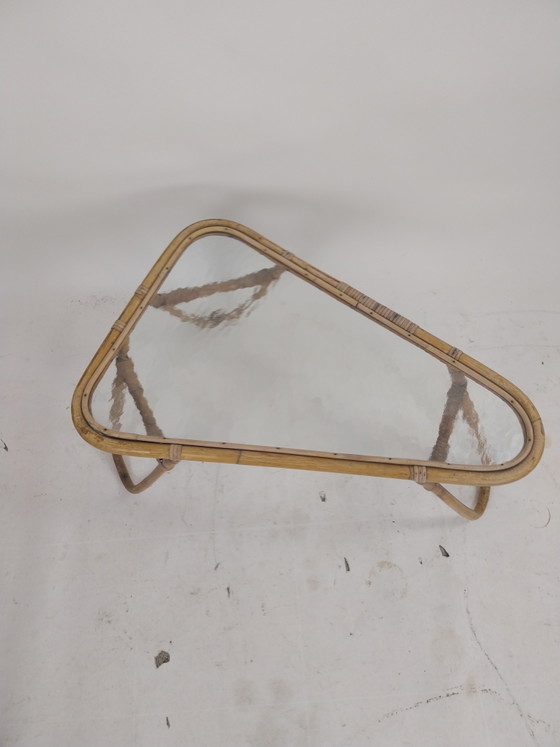 1 x Rohé Noordwolde bambù con tavolino in vetro nuvola anni '50 – Tavolini, Glass, Rattan, Vintage (photo 2 of 7)