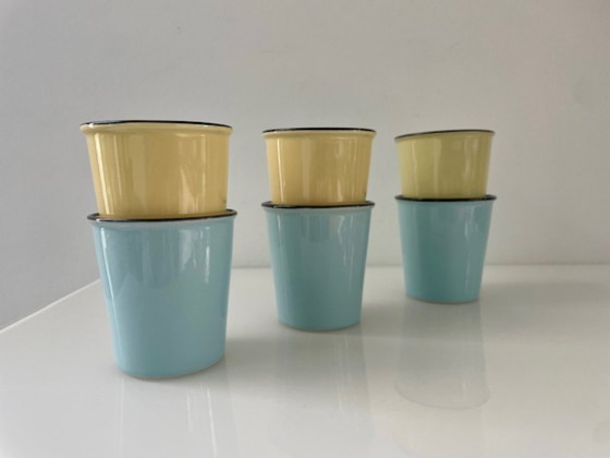 Image 1 of Tassenset im 50er-Jahre-Look in Hellblau und Hellgelb