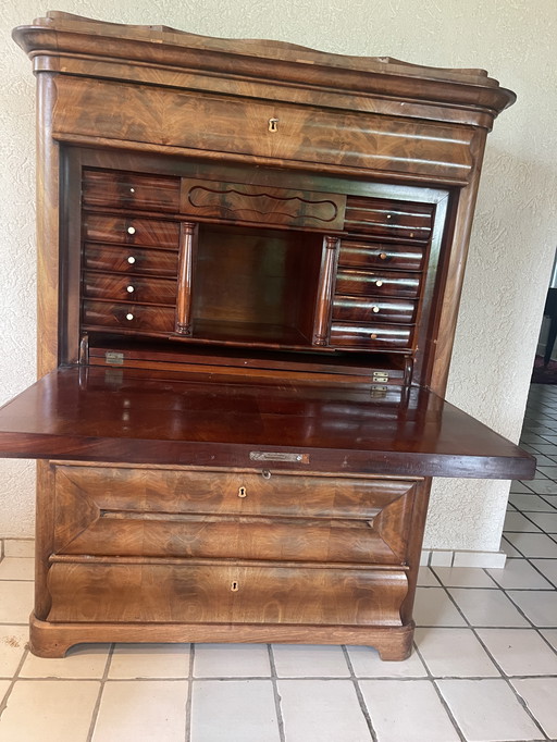 Biedermeier Secretaire Van Massief Mahonie