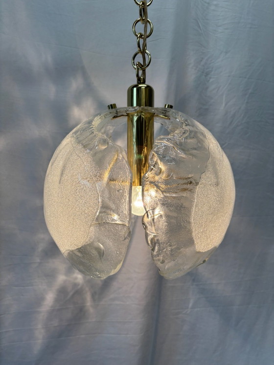 Vintage Kaiser Leuchten XL Pendant Lamp 70s Murano Glass, Gold (photo 2 of 15)