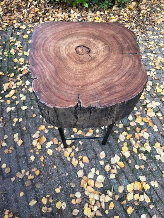 Image 1 of Robust side table made from an old mooring post and steel frame