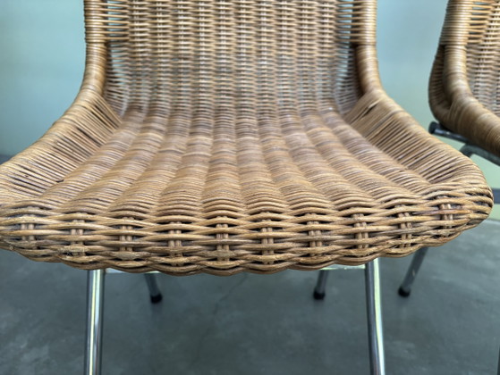 2 sedie da pranzo Dirk Van Sliedregt – Metal, Rattan (photo 12 of 15)