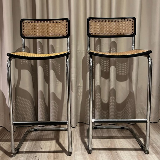 Paar Barhocker im Stil S32 nach Marcel Breuer, 1970er Jahre