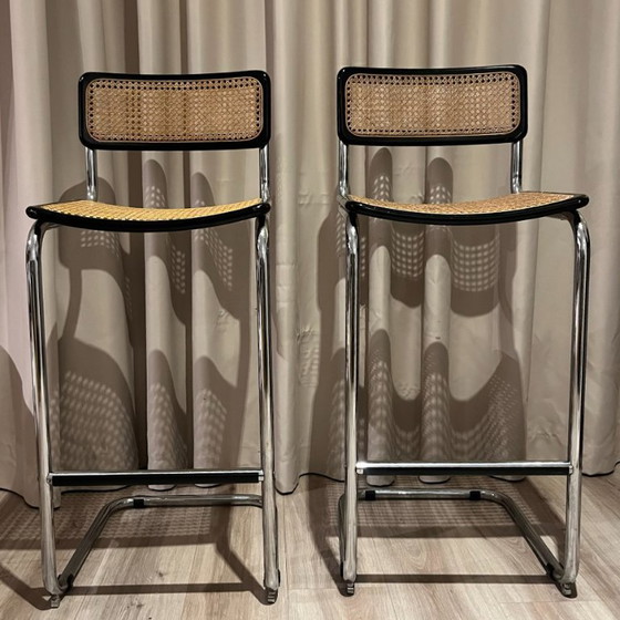Image 1 of Coppia di sgabelli da bar in stile S32, ispirati a Marcel Breuer, anni '70