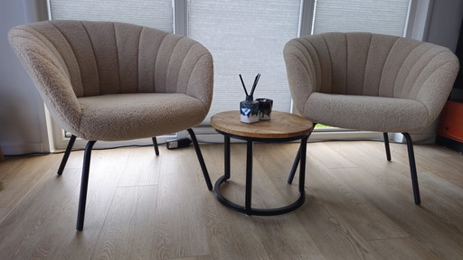 2x Teddy Esszimmerstühle Tropea Sand Skandinavisch/Japandi – eetkamerstoelen, Textile, Metal