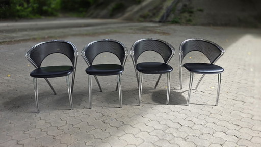 Set van 4 postmodernistische chromen stoelen, Italië, 1980