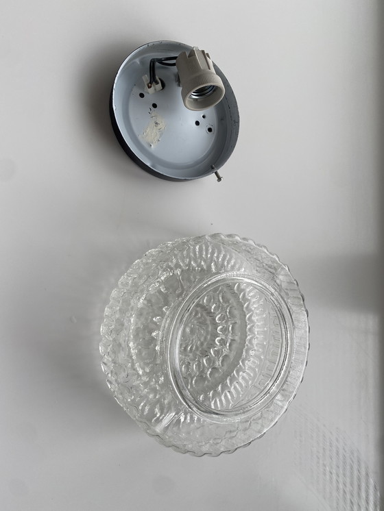 Image 1 of Vintage Glazen Plafonnière / Plafondlamp - Massive