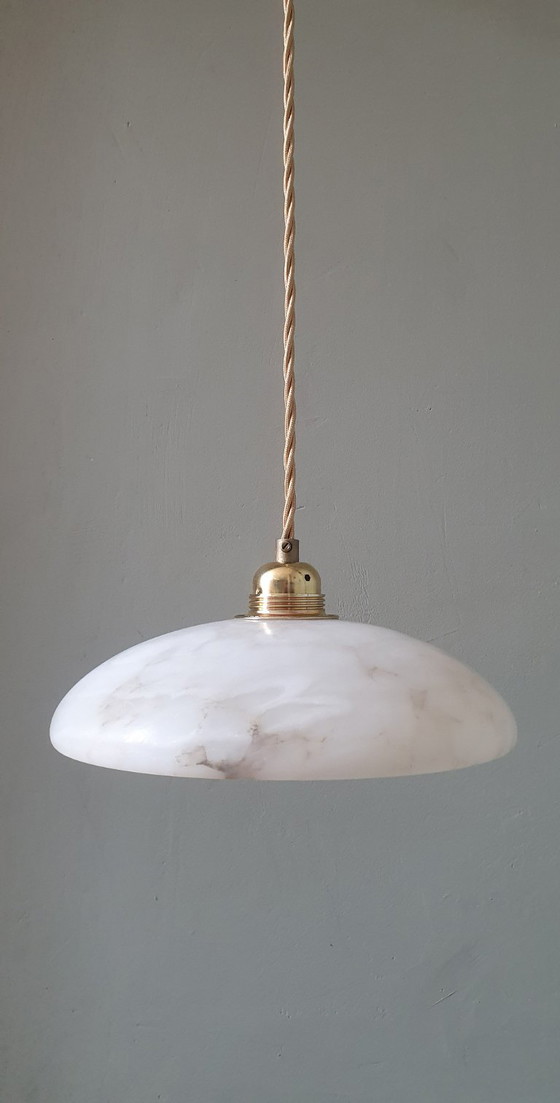 Lampada a sospensione vintage in alabastro - Art Déco - Metà secolo – Lampade a sospensione, Stone, Metal (photo 5 of 23)