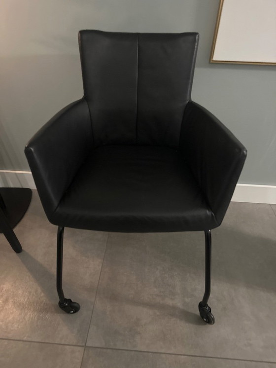 Image 1 of Sedia da pranzo in pelle nera 4 pezzi